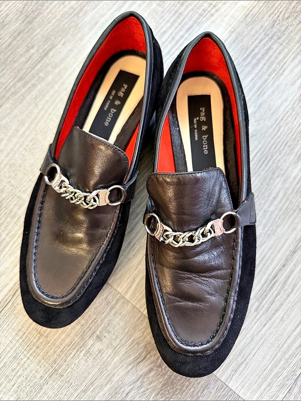 rag & bone Cooper Loafer Chain Flats Brown & Black EU 37 US 7